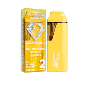 Banana Punch Sherbert 2G Clean Carts – Liquid Diamonds + Live Resin All-in-One Vape Cartridge