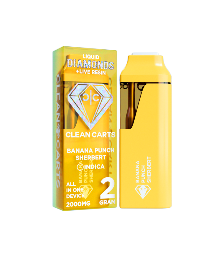 Banana Punch Sherbert 2G Clean Carts – Liquid Diamonds + Live Resin All-in-One Vape Cartridge