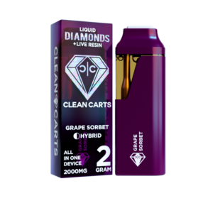 Grape Sorbet 2G Clean Carts – Liquid Diamonds + Live Resin All-in-One Vape Cartridge