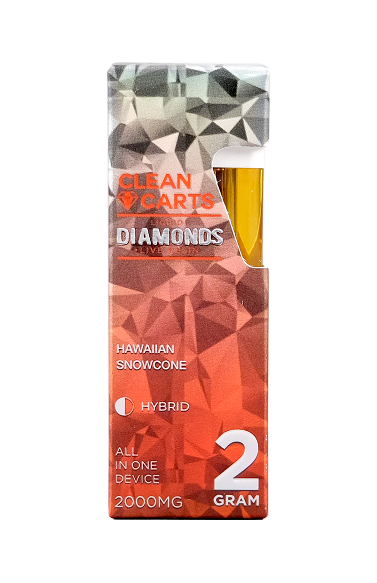 HAWAIIAN SNOWCONE 2G Clean Carts LIQUID DIAMONDS + LIVE RESIN