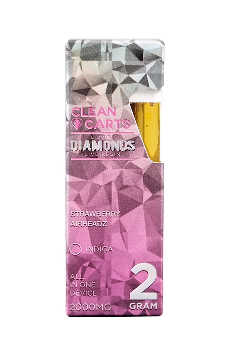 STRAWBERRY AIRHEADZ 2G Clean Carts LIQUID DIAMONDS + LIVE RESIN