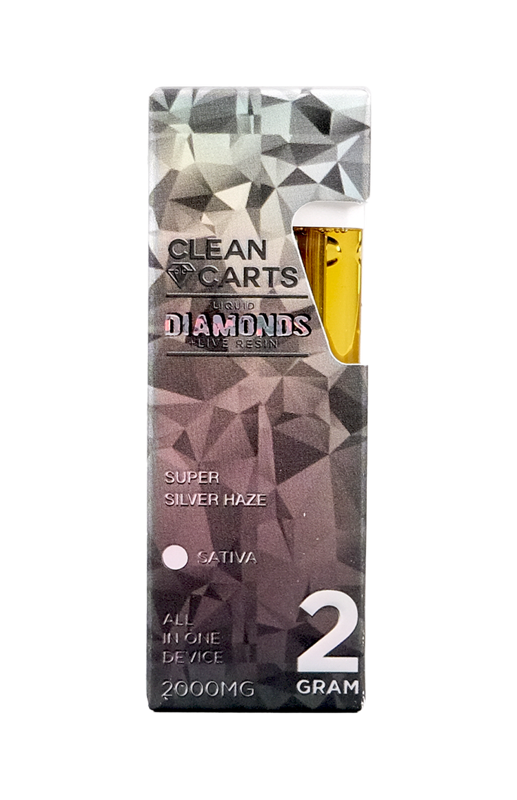 SUPER SILVER HAZE 2G Clean Carts LIQUID DIAMONDS + LIVE RESIN
