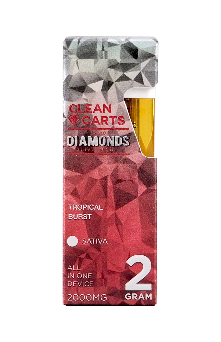 TROPICAL BURST 2G Clean Carts LIQUID DIAMONDS + LIVE RESIN