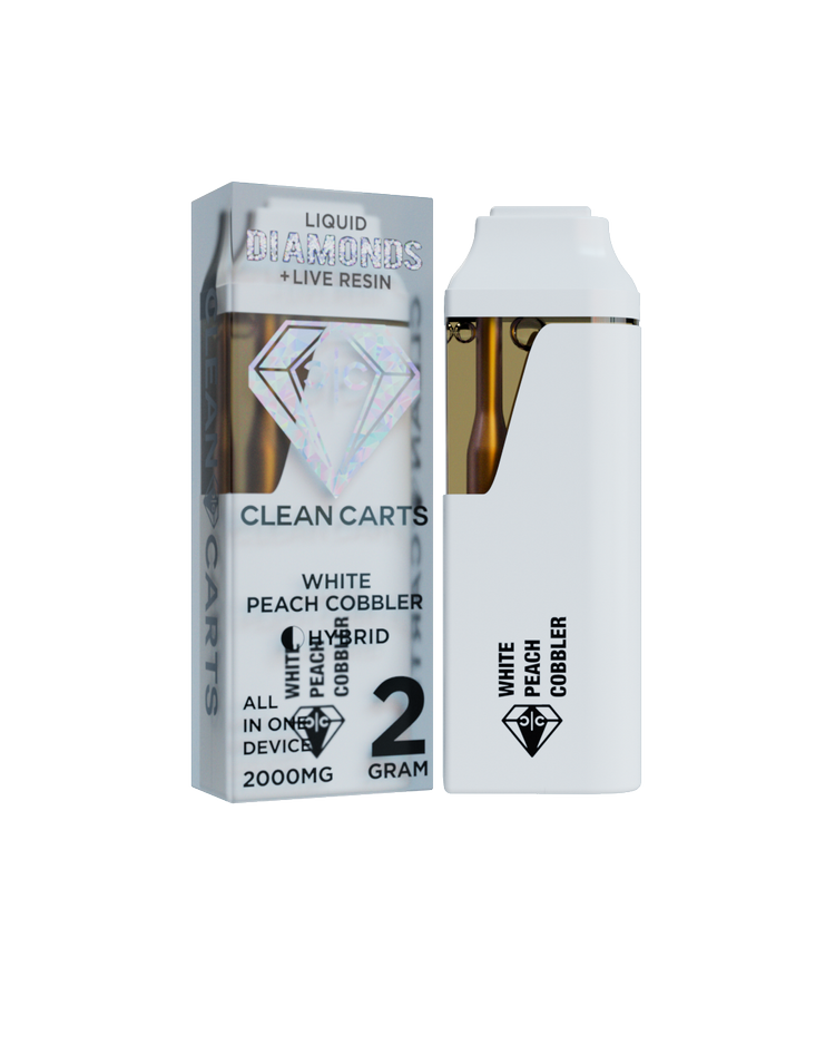 White Peach Cobbler 2G Clean Carts – Liquid Diamonds + Live Resin-One Vape Cartridge