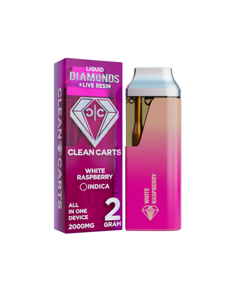 WHITE RASPBERRY 2G Clean Carts LIQUID DIAMONDS + LIVE RESIN
