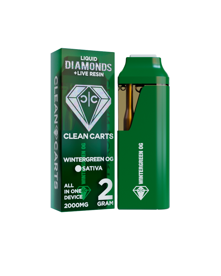 Wintergreen OG 2G Clean Carts – Liquid Diamonds + Live Resin All-in-One Vape Cartridge